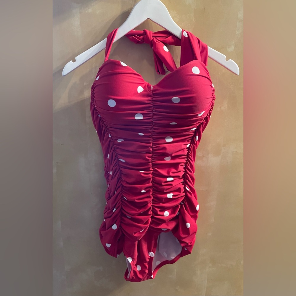 Unique Vintage One-piece Polka dot Swimsuit